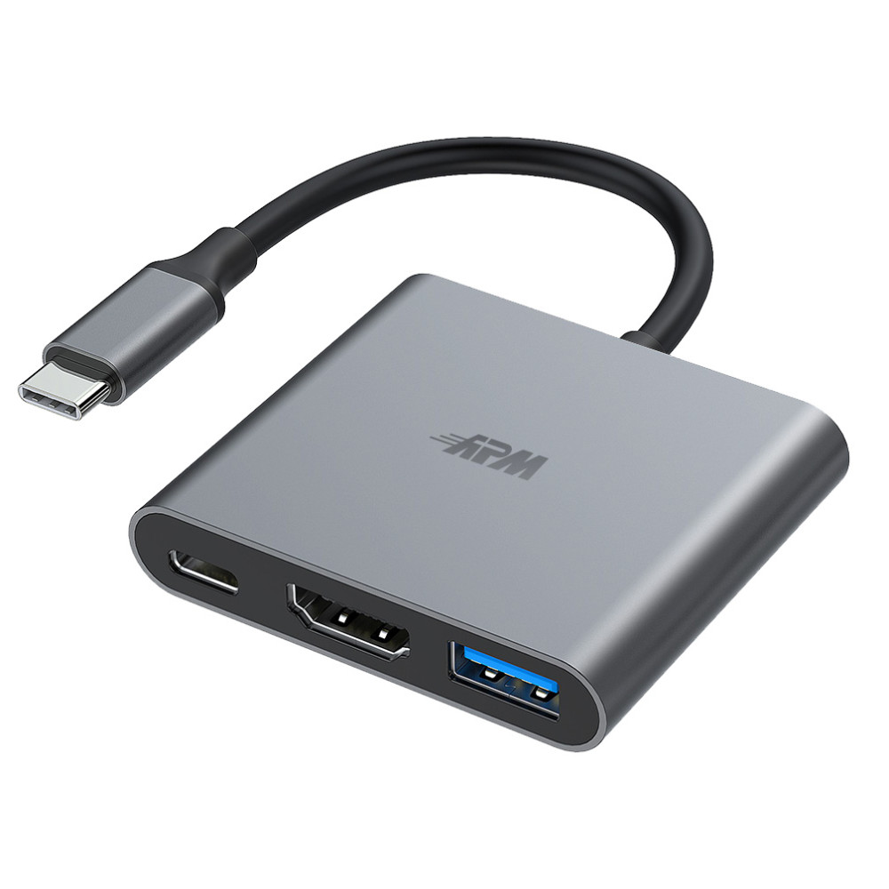 Adaptateur type C vers HDMI + double port USB hub 3.0 + port type C 4 en 1