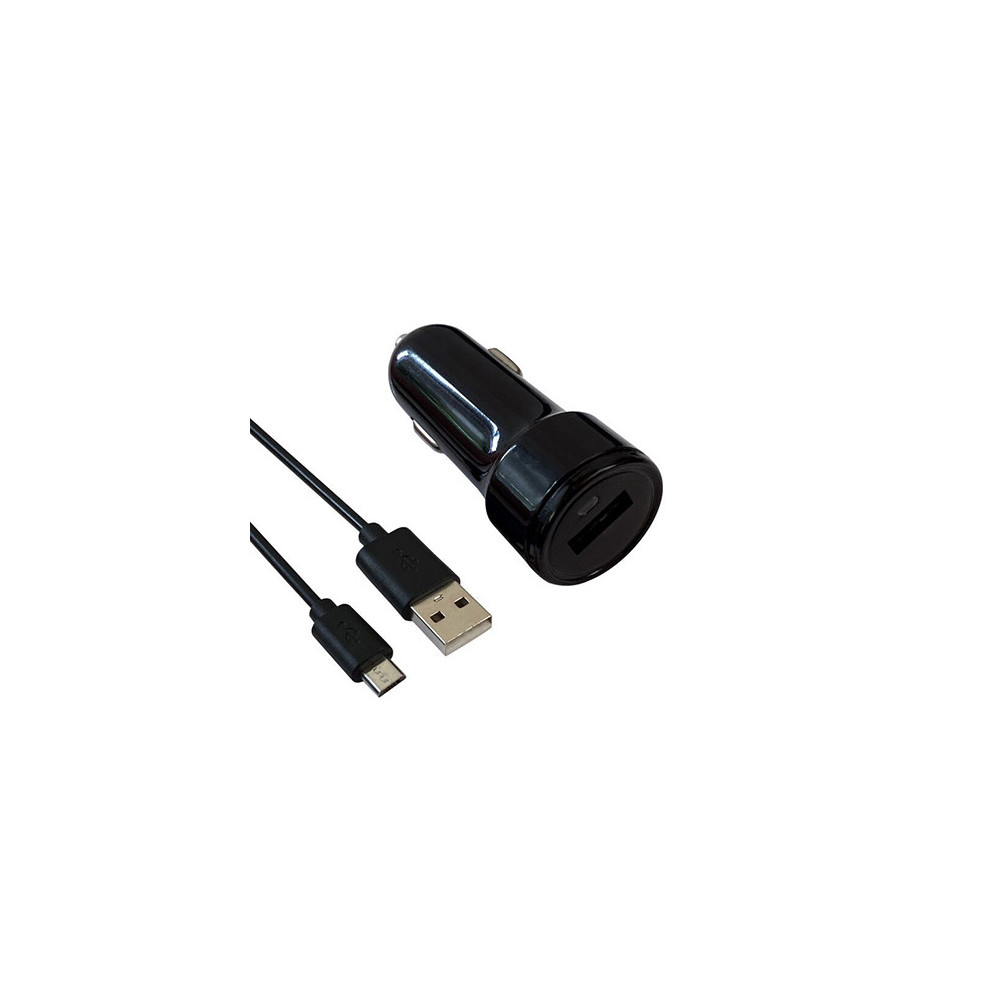 JAYM - Chargeur allume cigare pour voiture - 1 USB + câble USB-C vers USB-C  - blanc