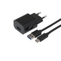 CHARGEUR SECTEUR, 1 USB-A, 2.1A, NOIR + (CÂBLE, USB-A / MICRO, 1M)